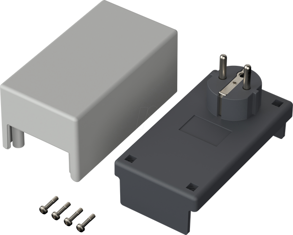 Корпус вилки с заземляющим контактом, 120 x 65 x 66 мм, степень защиты IP40.