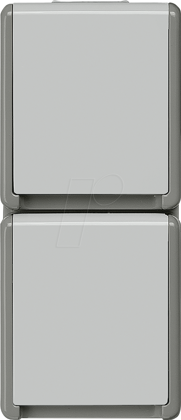 Настенная розетка DELTA IP44, двухсекционная, с заземлением.