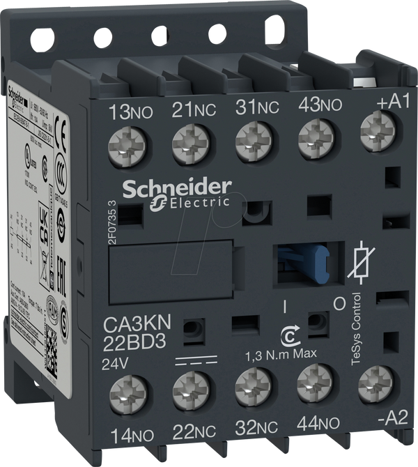 Допоміжний контактор, TeSys CAK, 2NC, 2NO, 24V DC, з діодом