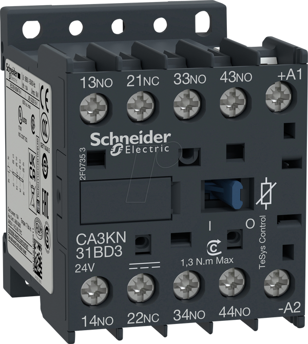 Допоміжний контактор, TeSys CAK, 1NC, 3NO, 24V DC, з діодом