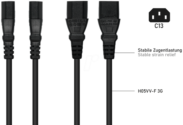 Подовжувач штекера холодильного приладу C20 на розетку C13, 2 м.