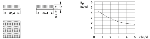 Штыревой радиатор квадратный, 36x36x10 мм