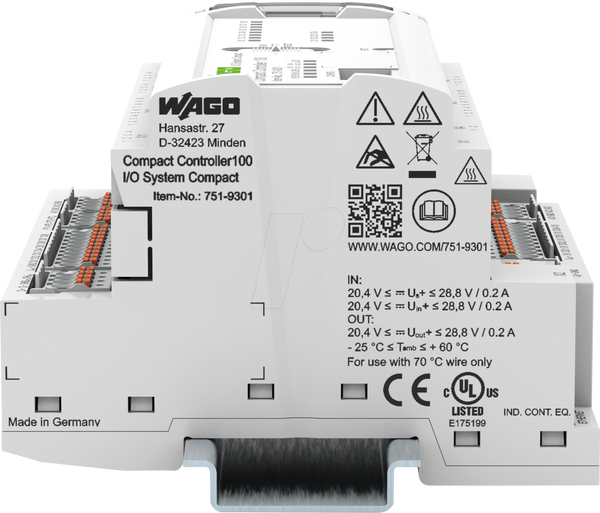 Компактний контролер 100,8DI,4DO,2AI,2AO,RS485, Ethernet, SD