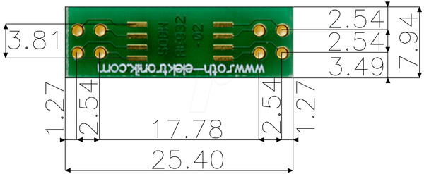 Перехідник SO8 з кроком 1,27 мм