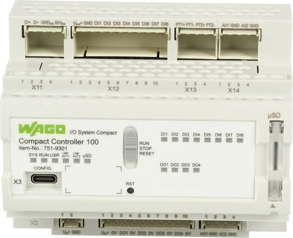 Компактний контролер 100,8DI,4DO,2AI,2AO,RS485, Ethernet, SD