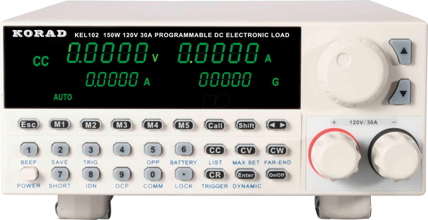 Електронне навантаження, 150 Вт, 0 - 30 А, USB, RS232, LAN