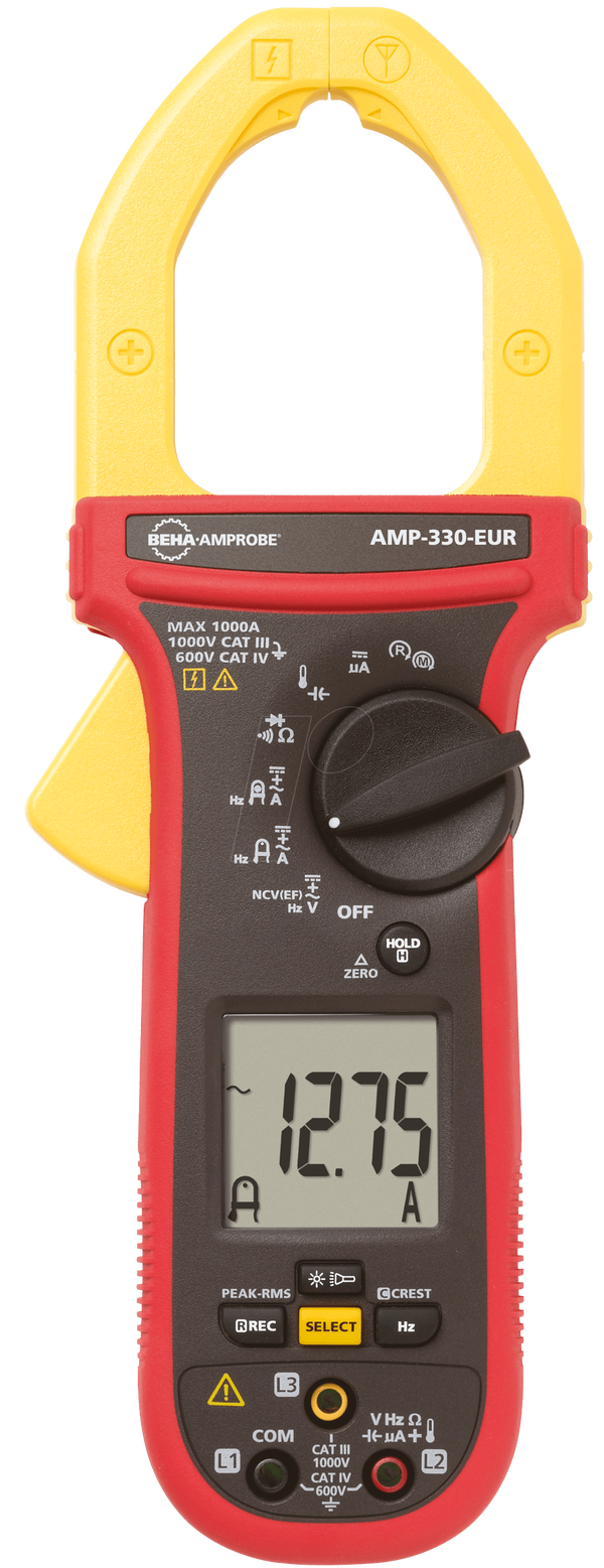 Токовые клещи TRMS, 0-1,000 В, 0-1,000 A AC/DC