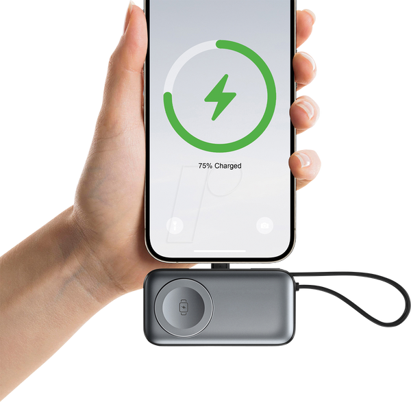 Зовнішній акумулятор, 5000 мАг, USB-C, кабель Lightning, з підставкою