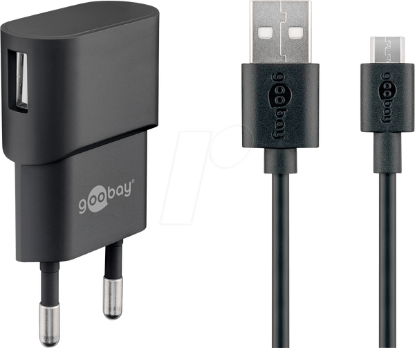 USB-зарядний пристрій, 5 В, 1 А, microUSB, чорний
