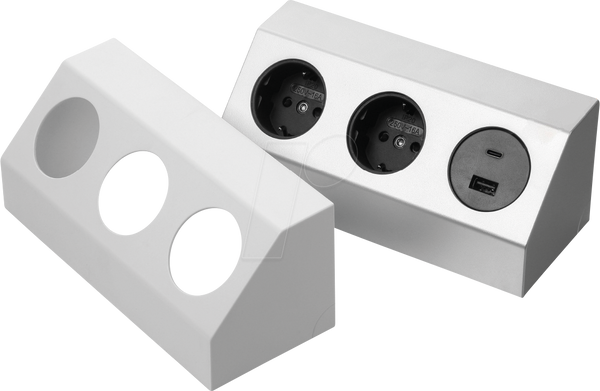 Salerno, угловая розетка, двухсторонняя, 2 порта USB для зарядки.