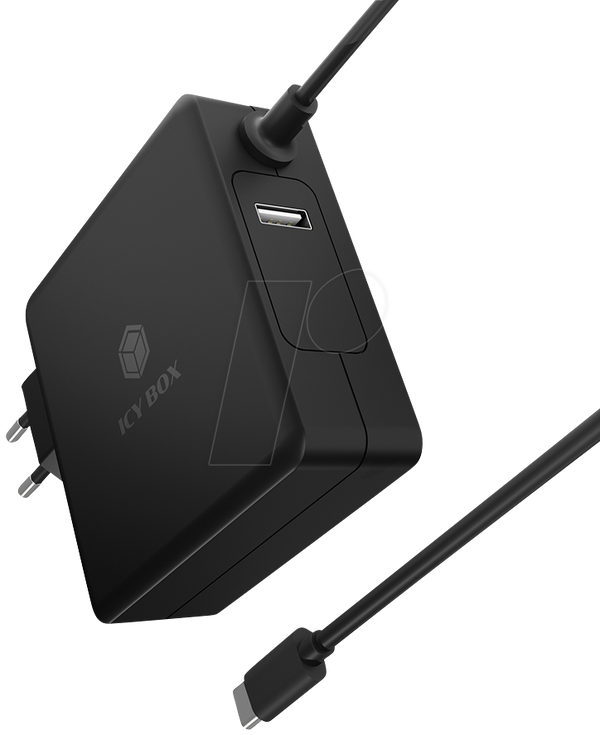 USB-зарядний пристрій, 90 Вт, 5–20 В, 1 USB-C, 1 USB-A, чорний