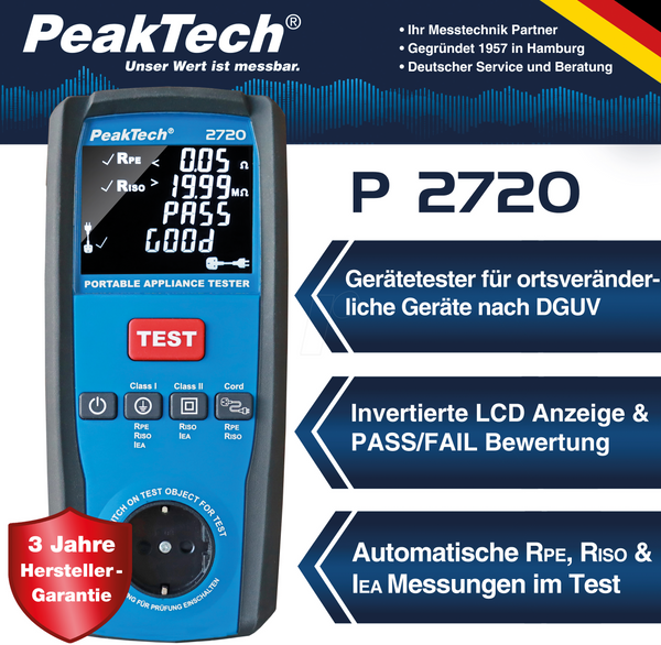 Тестер P 2720 PAT, DIN VDE 0701-0702