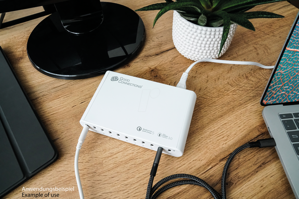 USB-зарядний пристрій, 250 Вт, 10x USB-C, PD 3.0, PPS, QC 5, білий