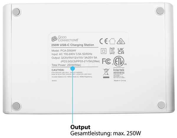 USB-зарядний пристрій, 250 Вт, 10x USB-C, PD 3.0, PPS, QC 5, білий