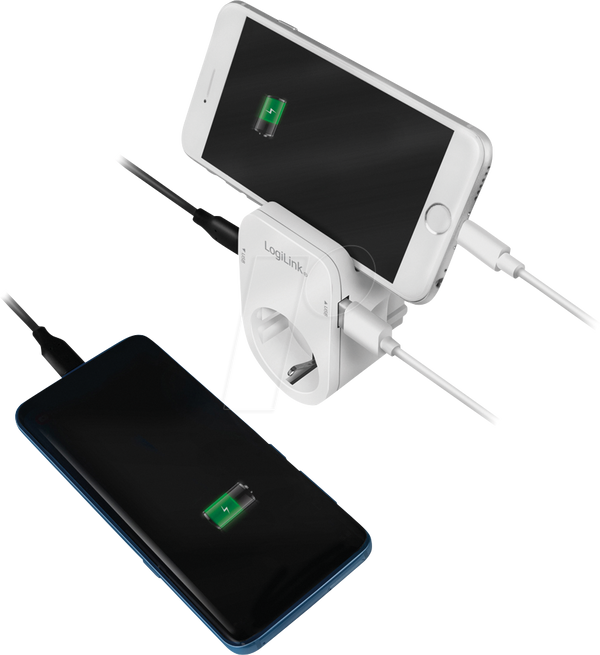Адаптер для розетки з кронштейном для зберігання, 2x USB-A