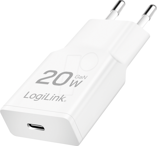 USB-зарядний пристрій, 20 Вт, 5 - 12 В, 1x USB-C (PD), GaN, білий