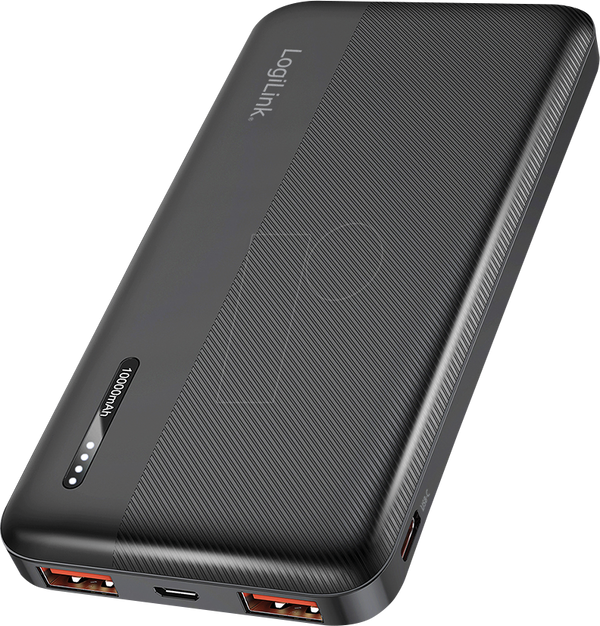 Зовнішній акумулятор, LiPo, 10 000 мАг, 20 Вт, 2x USB-A, 1x USB-C, чорний