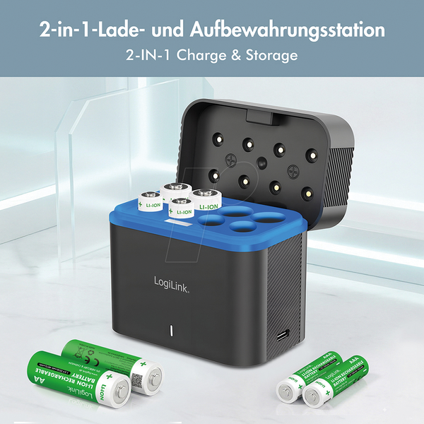 Зарядний пристрій USB, Li-ion, вкл. 4x AA (3250 mAh), 4x AAA (1300 mAh)