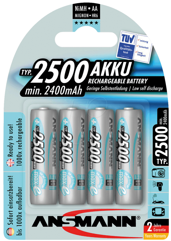 Акумулятори ANSMANN maxE, 4x AA, 2500 мАг