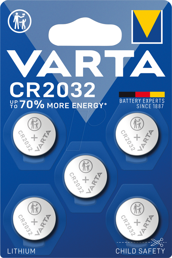 Літієва батарейка-ґудзик, 3 В, 20 x 3,2 мм, упаковка з 5 штук