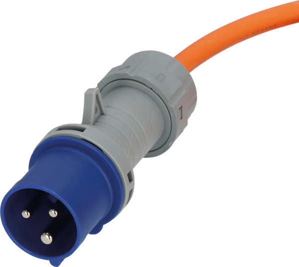 Кемпінг CEE-Kabel mit Winkelkupplung, 3 м, помаранчевий