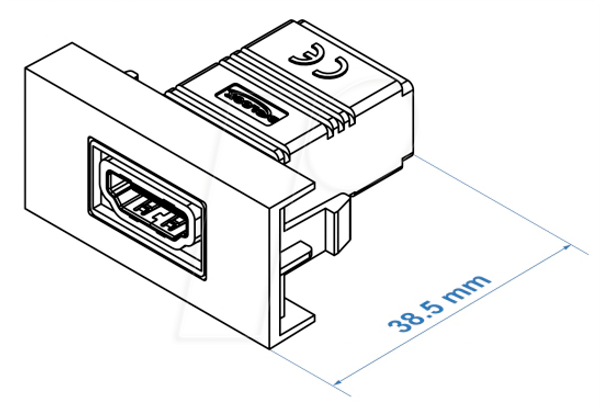 HDMI-модуль Easy 45, прямой, 22,5 x 45 мм.