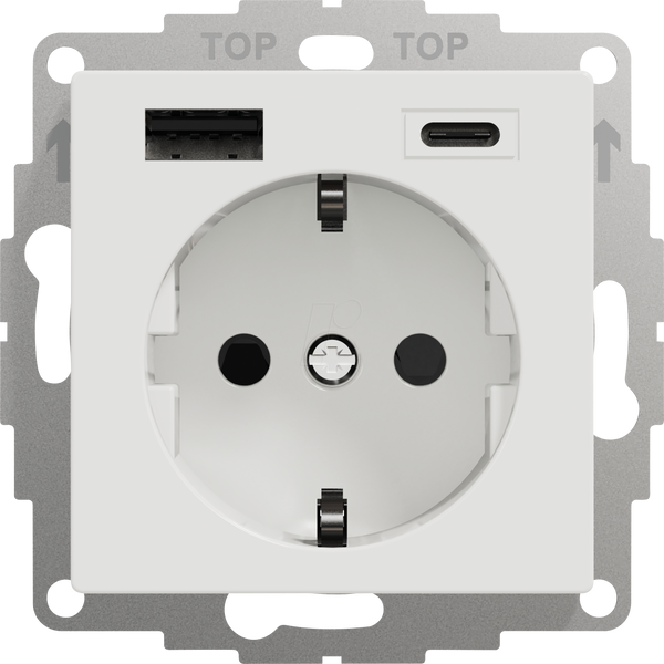 USB-порт, тип A+C, 2,4 A, 16 A, 250 V, JOY, чисто білий