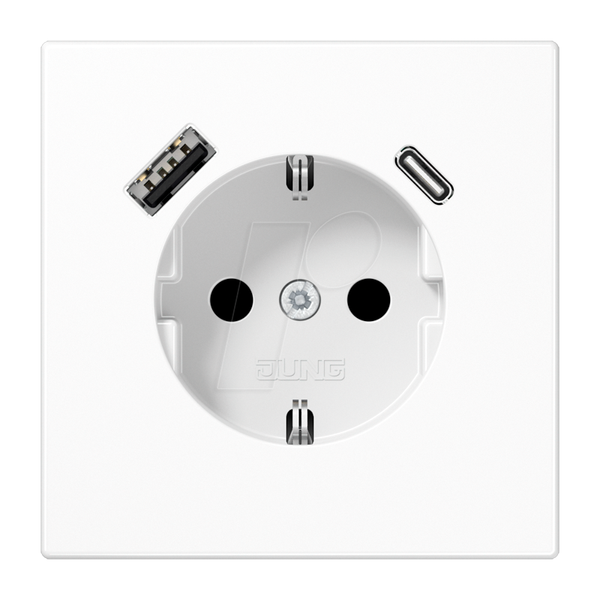 Розетка 16 A 250 V ~, з USB типу A + C, SAFETY+, альпійський білий