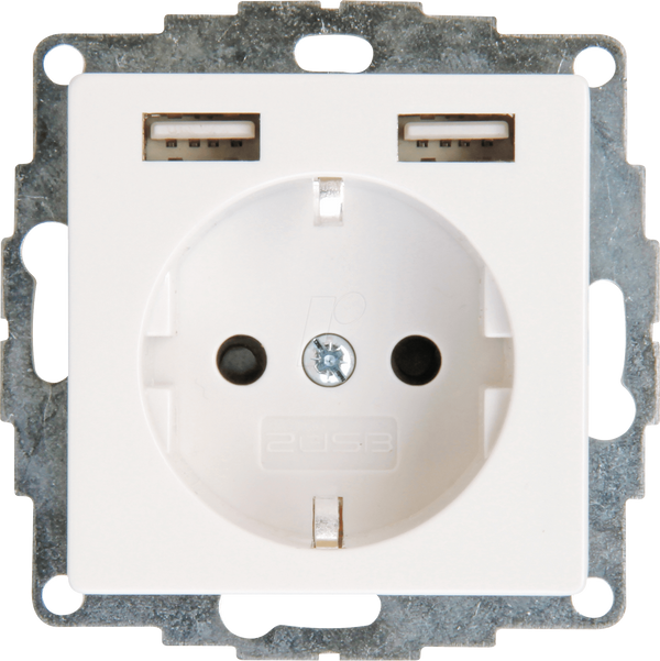 Розетка прихованого монтажу з 2 USB-роз'ємами, HK07, чисто біла