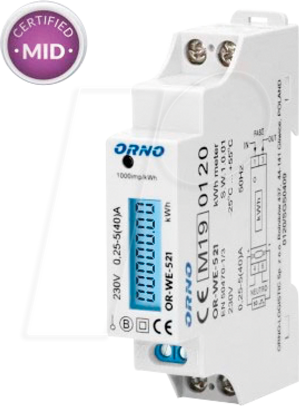 Perry 1SDSD05CEM/2 Contatore Di Energia Monofase 30A 2Din, Bianco - Foto 2