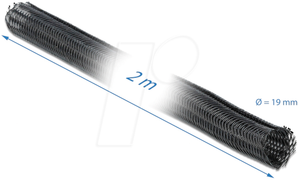 Рукав с оплеткой, самозакрывающийся, 2 м x 19 мм, черный