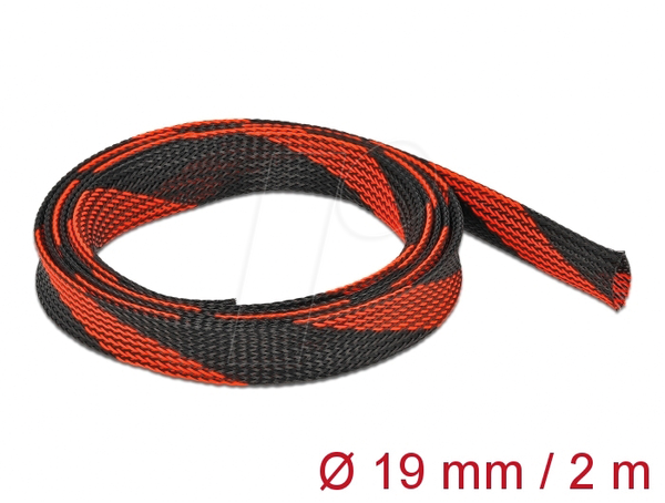 Geflechtschlauch dehnbar 2 m x 19 mm schwarz-rot
