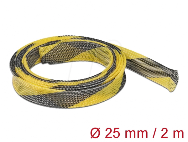 Geflechtschlauch dehnbar 2 m x 25 mm schwarz-gelb
