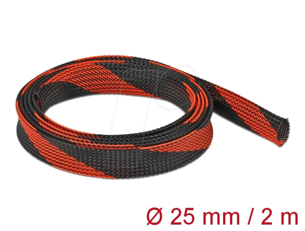 Geflechtschlauch dehnbar 2 m x 25 mm schwarz-rot