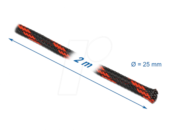 Geflechtschlauch dehnbar 2 m x 25 mm schwarz-rot