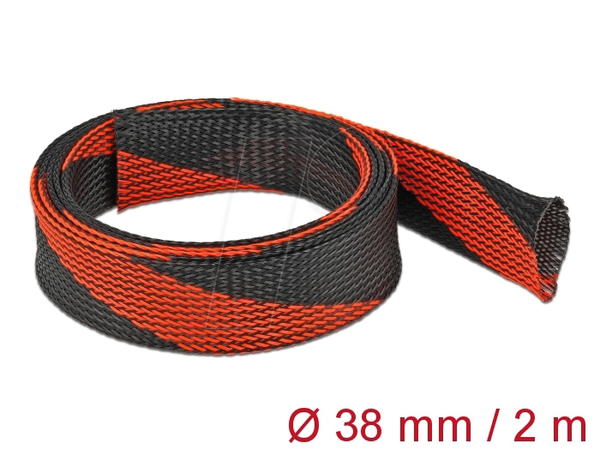 Geflechtschlauch dehnbar 2 m x 38 mm schwarz-rot