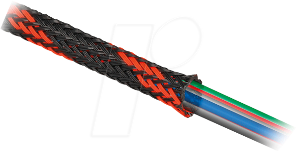 Geflechtschlauch dehnbar 2 m x 38 mm schwarz-rot