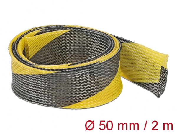 Geflechtschlauch dehnbar 2 m x 50 mm schwarz-gelb