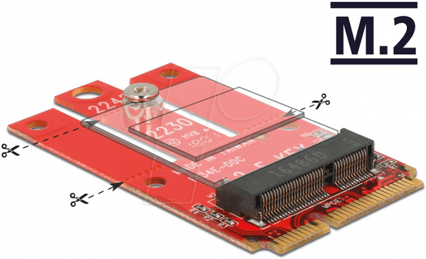 Адаптер Delock Mini PCIe > слот M.2 Key E