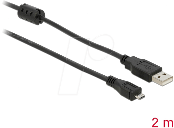 Кабель USB 2.0, роз'єм A - мікро-роз'єм B, 2 м