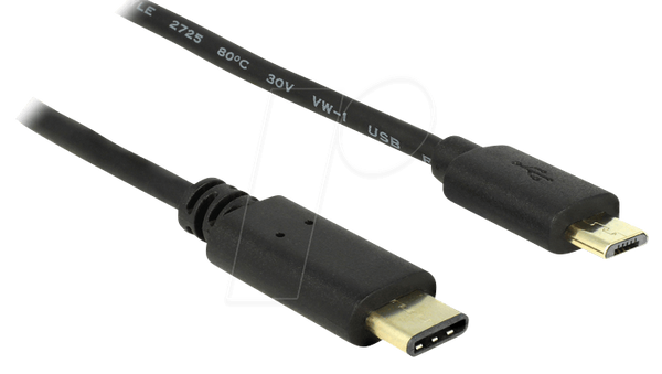 Кабель USB Type-C™ 2.0 чоловічий > USB 2.0 Type Micro-B чоловічий 2.0 м чорний