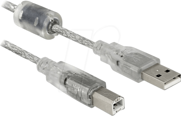 Кабель USB 2.0 Type-A чоловічий > USB 2.0 Type-B чоловічий 1 м прозорий