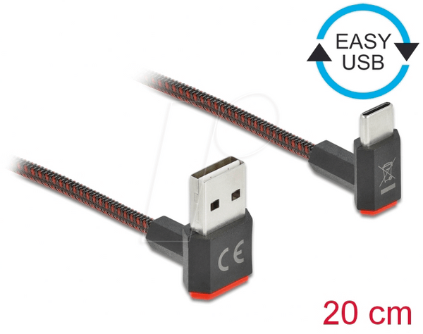 Кабель USB 2.0, кутовий, EASY A-C, 0,2 м.