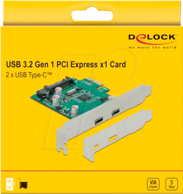 PCIe x1 > 2 зовнішніх порти USB 3.0 Type-C