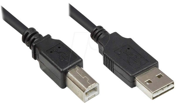 USB 2.0 EASY чоловічий A > чоловічий B, чорний, 3 м