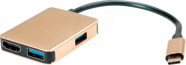 USB 3.0 концентратор 4 порти, USB-C на 2x USB-A, 1x HDMI, 1x PD