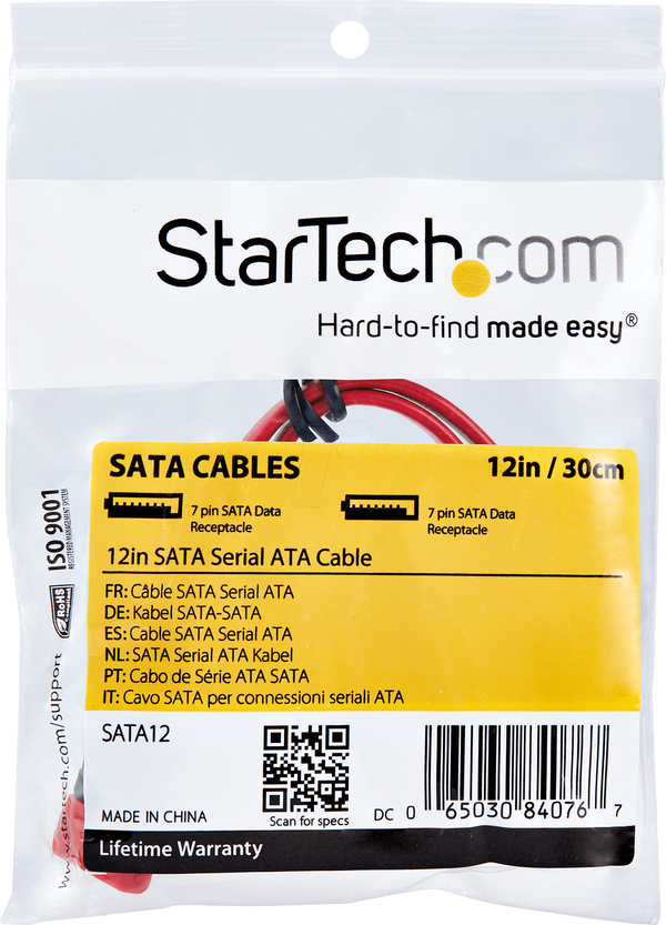 Кабель SATA 6 Гбіт/с fe. > SATA fe., 30 см, червоний