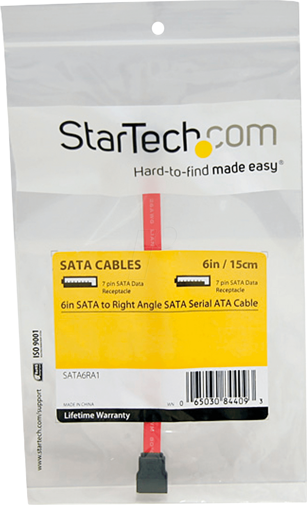 Кабель SATA 6 Гбіт/с fe. > SATA fe., 15 см, червоний, ст/з