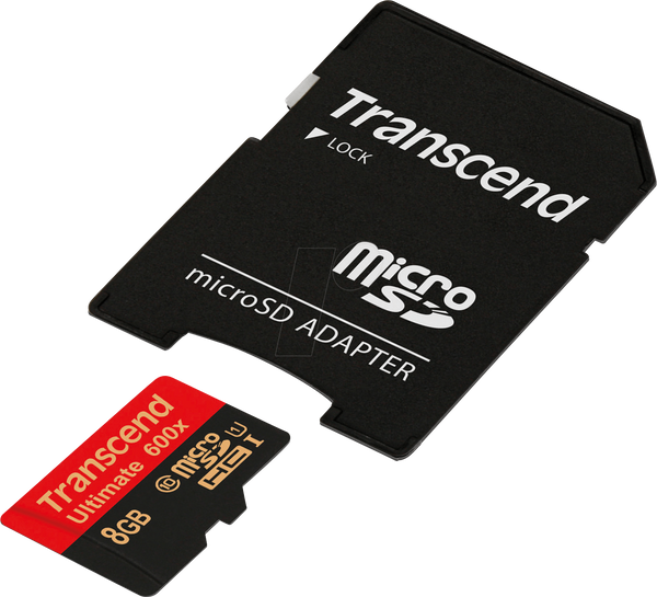 Карта пам'яті MicroSDHC 8 ГБ, Transcend Class 10 UHS-I.