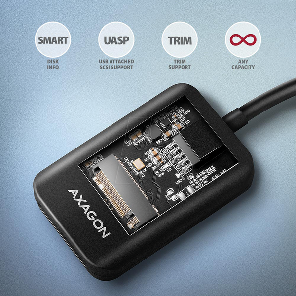 Адаптер AXAGON ADM2-AM NVMe/SATA SSD, 10 см